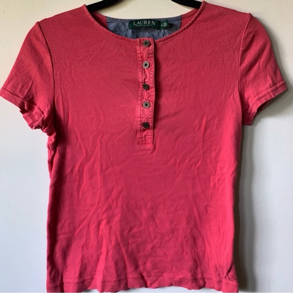 Ralph Lauren salmon/coral pink T-shirt - Picture 1 of 3